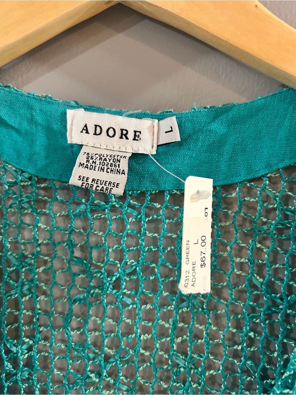 Adore Teal Open Knit Button-Front vest - Picture 2 of 2